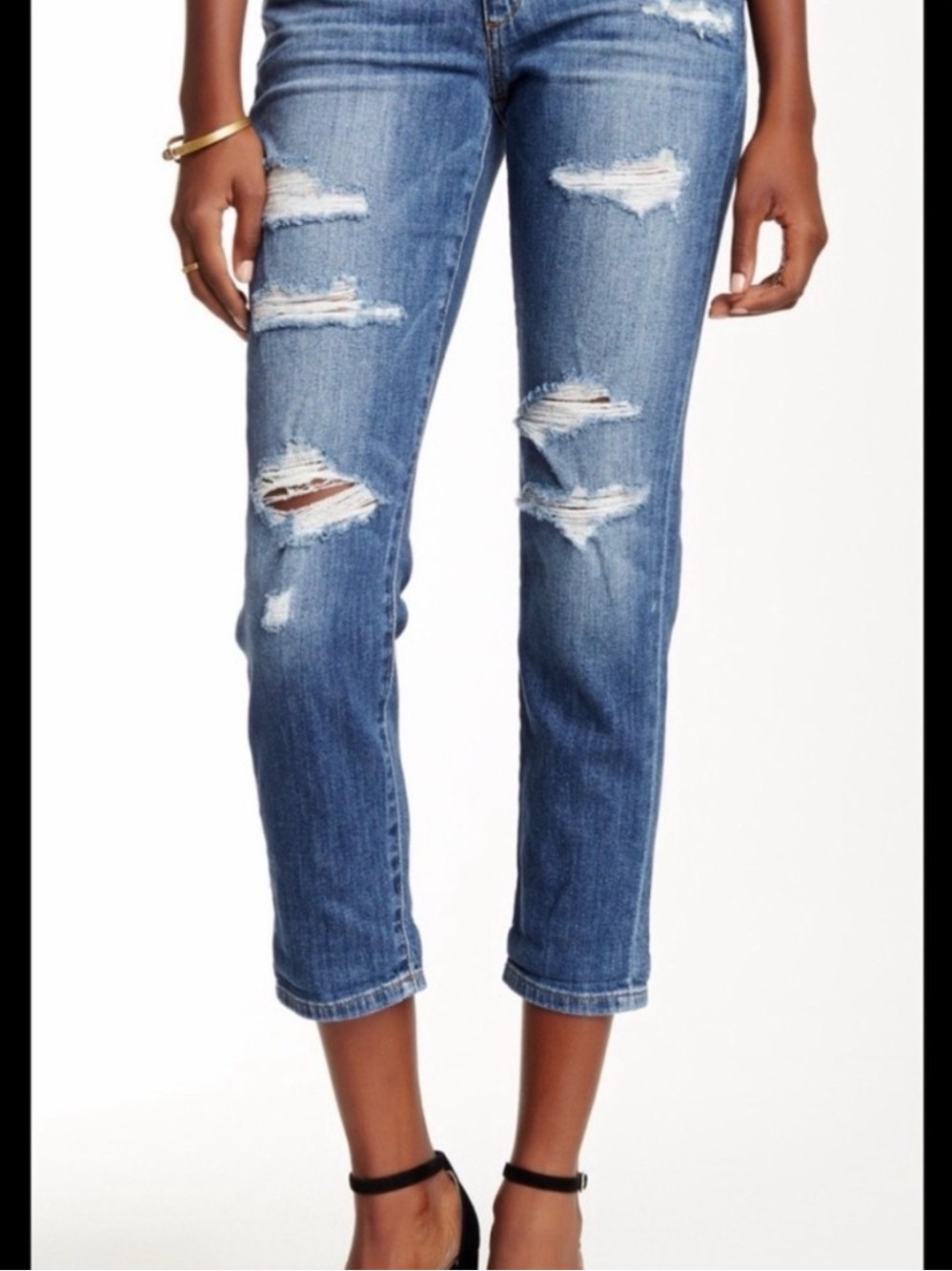 Joe's KENCY Jeans Distressed Cropped Ankle Jeans in Blue